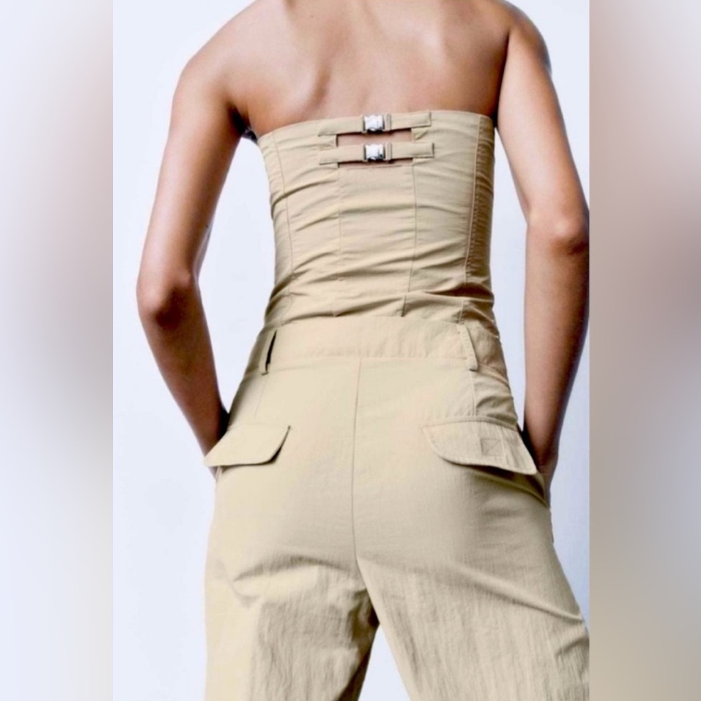 Zara Tan Strapless Jumpsuit • XS • NWT - Picture 7 of 13
